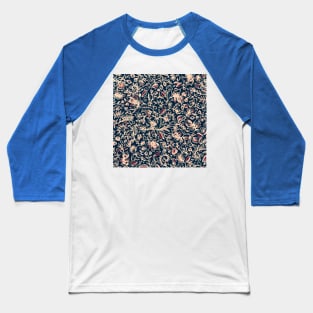 Navy Garden - floral doodle pattern in cream, dark red & blue Baseball T-Shirt